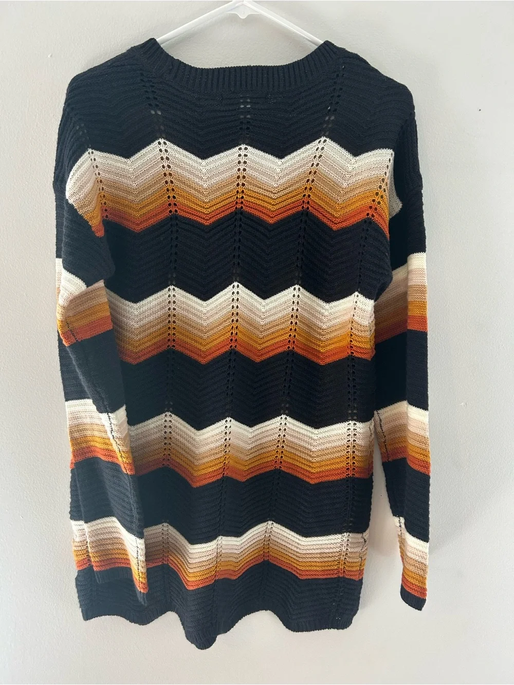 FCT With Love Boho Chevron Striped Knit Sweater Rust Mustard Black L